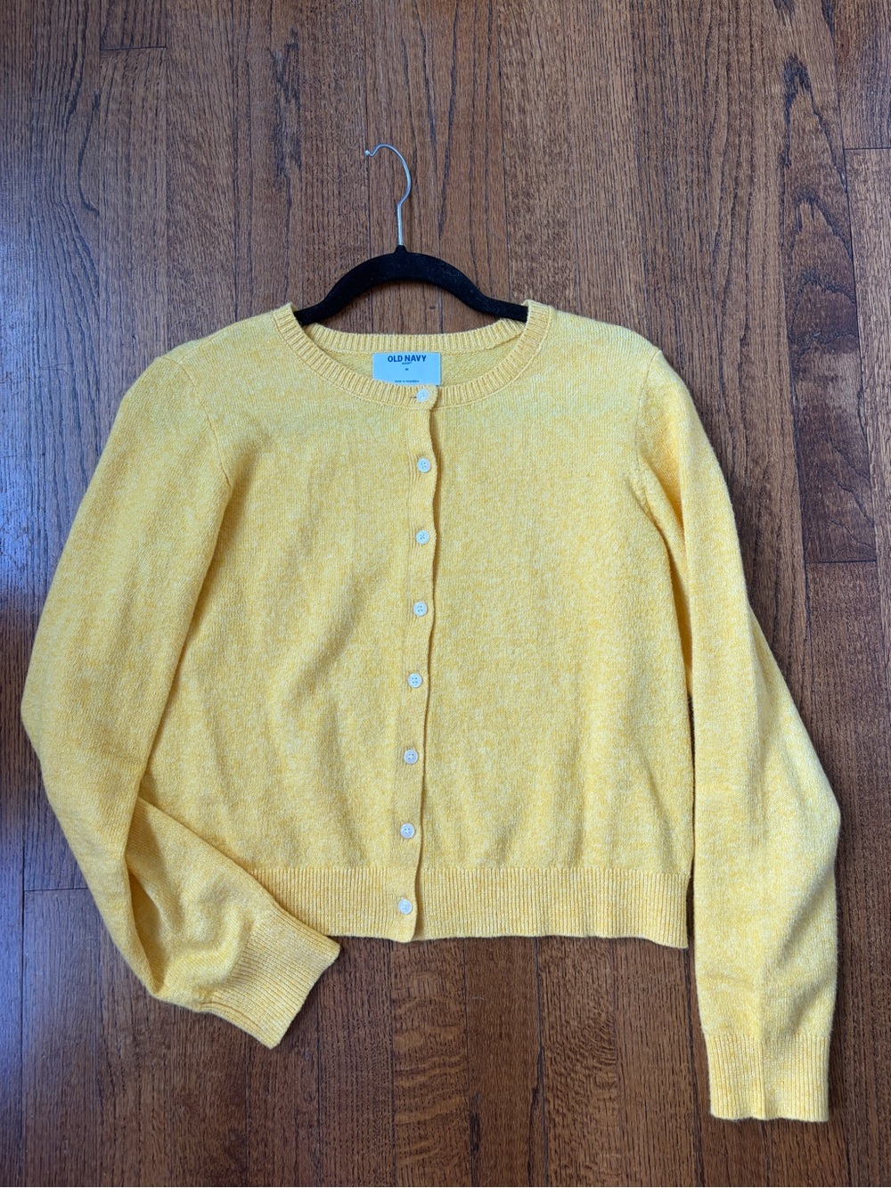 Old Navy Yellow Button-Front Crewneck Women's Cardigan